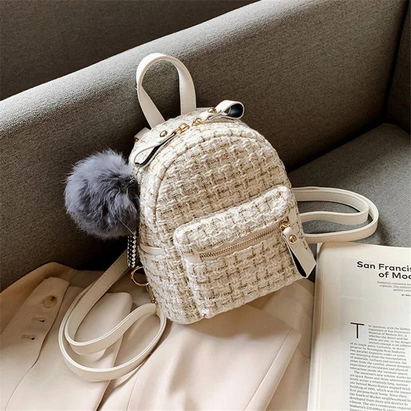 

Fashion Korean Style Handbags for Women 2023 Spring Summer Solid Color Plaid Backpack Casual Vintage Elegance Shoulder Bag