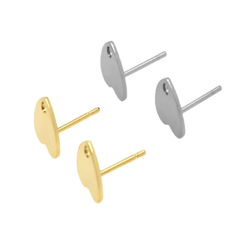 20Pcs Stainless Steel Love Heart Ear Stud Flat Blank Base Tray Fit 8mm Jewelry  Making Earring Accessories Wholesale