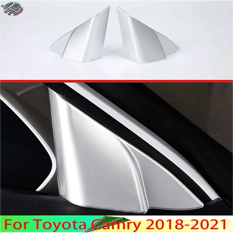 

For Toyota Camry 2018-2021 Car Decoration ABS Chrome Interior Front Door Triangle Cover Trim A Pillar Trim Audio Frame
