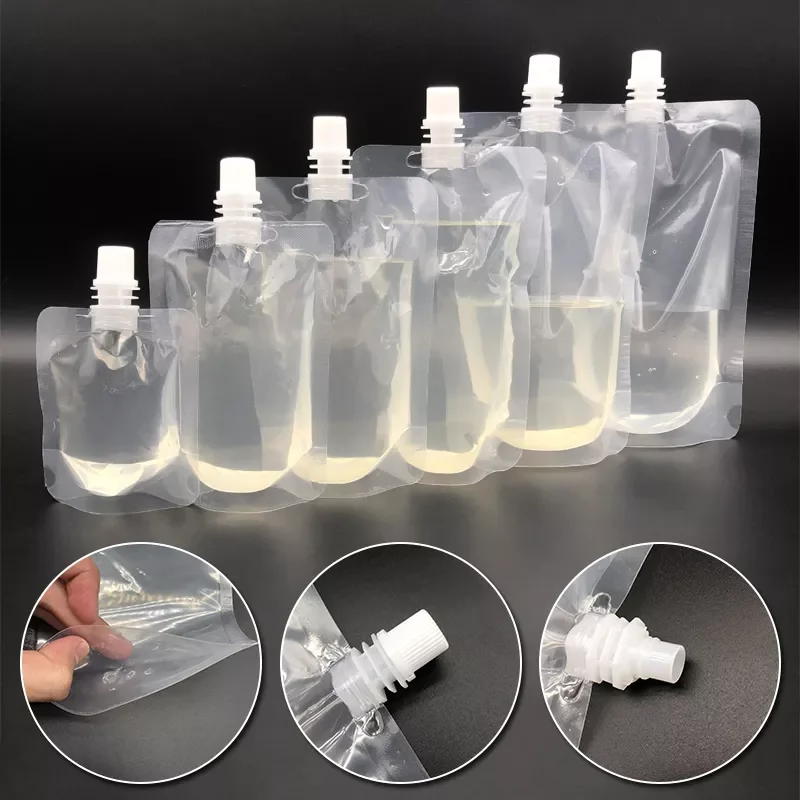 Travel Drink Spout Pouches Transparent Plastic Bags Sealed Juice Storage Bag Beverage Summer Ice Cold Drink Pouch Portable