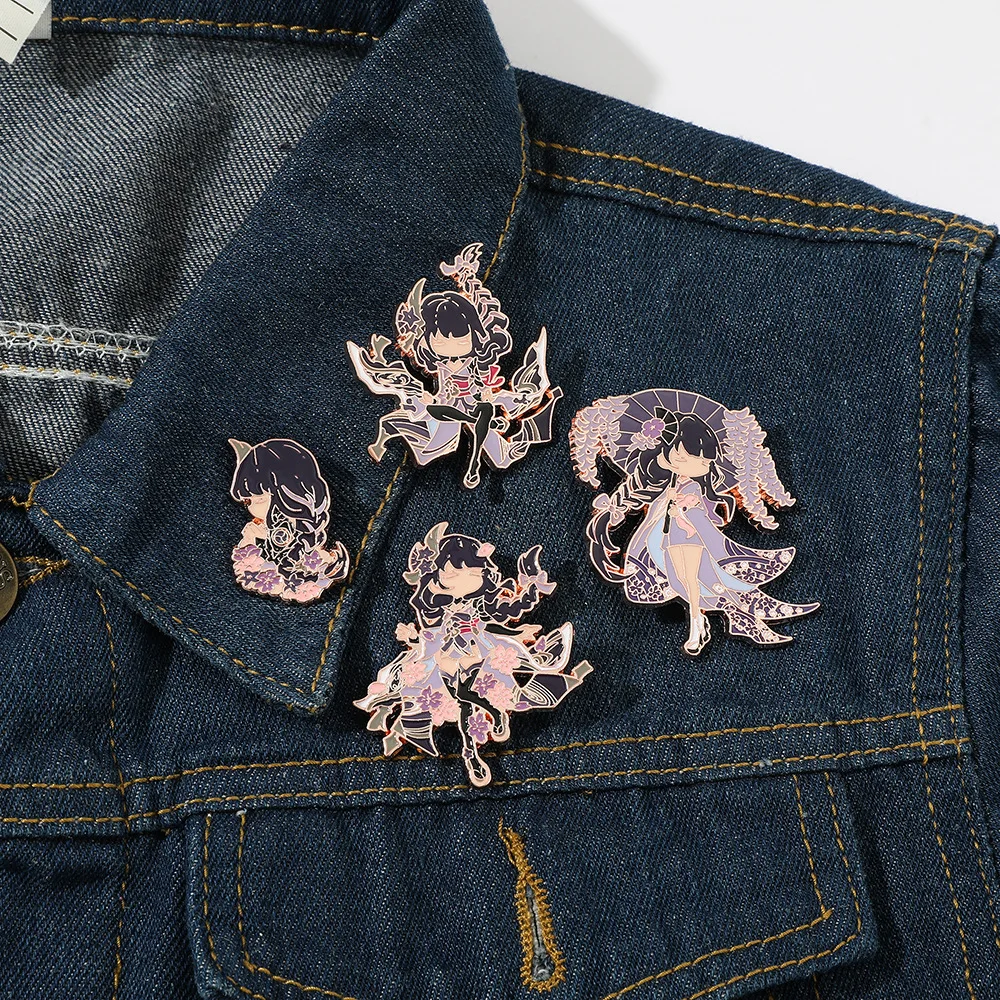 Аксессуары для косплея Cute Genshin Impact Raiden Shogun эмалированная Металлическая Булавка