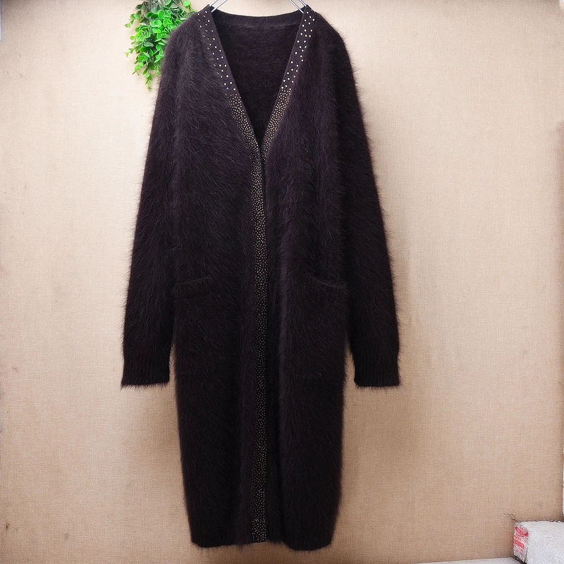 Женская осенне-зимняя одежда из меха норки и кашемира с длинными рукавами
