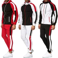 men hooded sweater sports suit tracksuit men spring autumn new fashion striped color matching