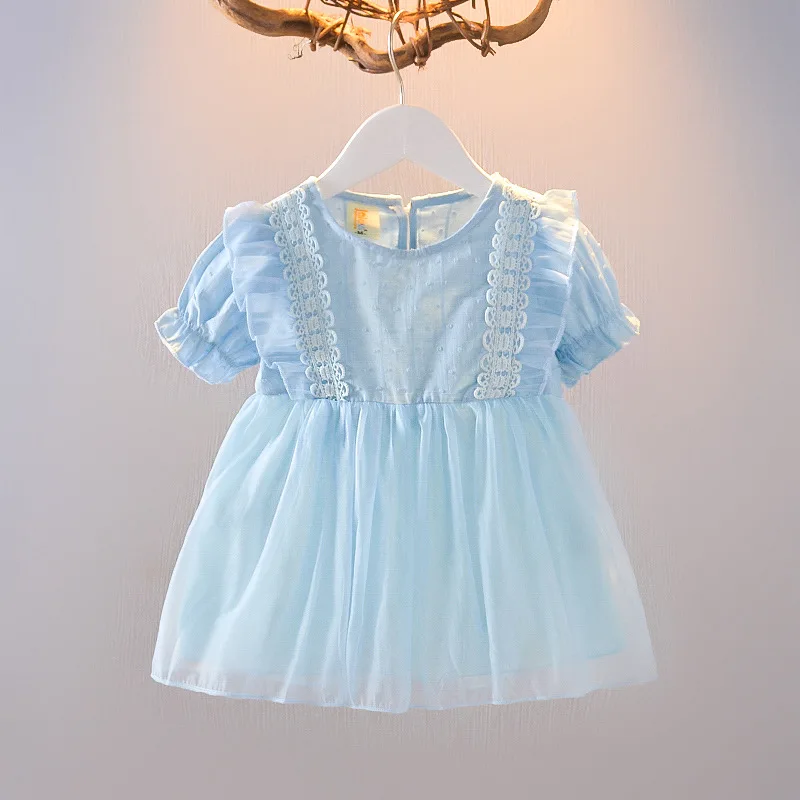 

Summer Toddler Baby Girl Dress Princess Short Sleeve Dress Infants Lace Pleated Dresses Korean Version Fashion Dress Vestidos