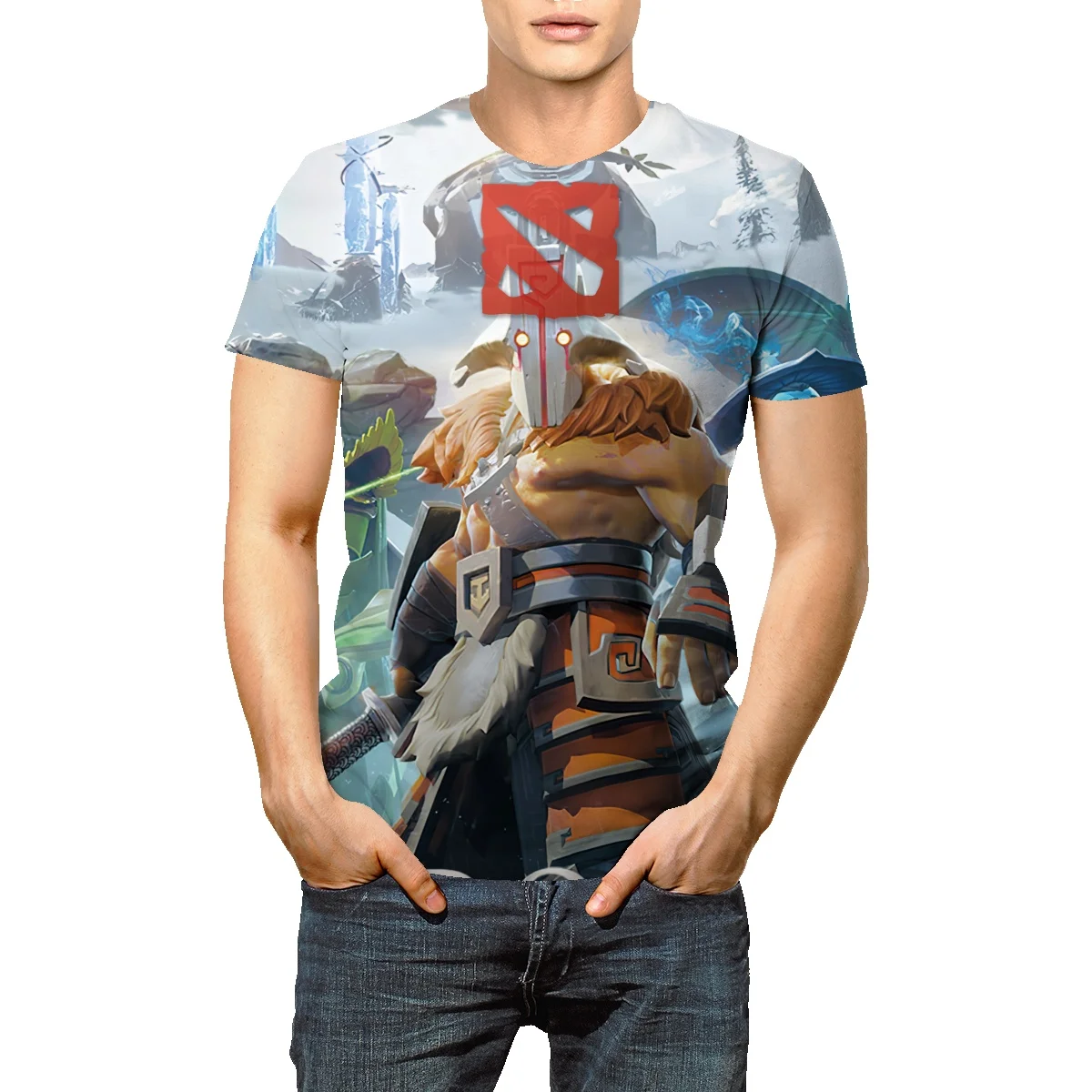 

Футболка DOTA мужская оверсайз в стиле ретро, модная повседневная Пляжная рубашка с круглым вырезом и 3D-принтом в виде волн, летняя игровая