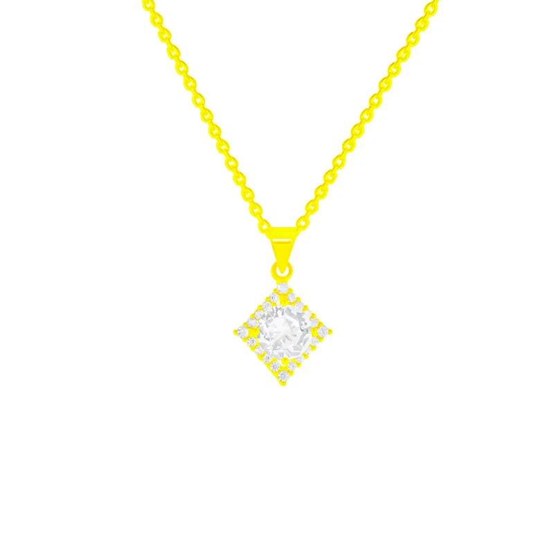 

Geometric Block Square Zircon Chain Pendant Necklace Nimble Lucky Mother's Day Woman Wedding Family Friend Gift Jewelry