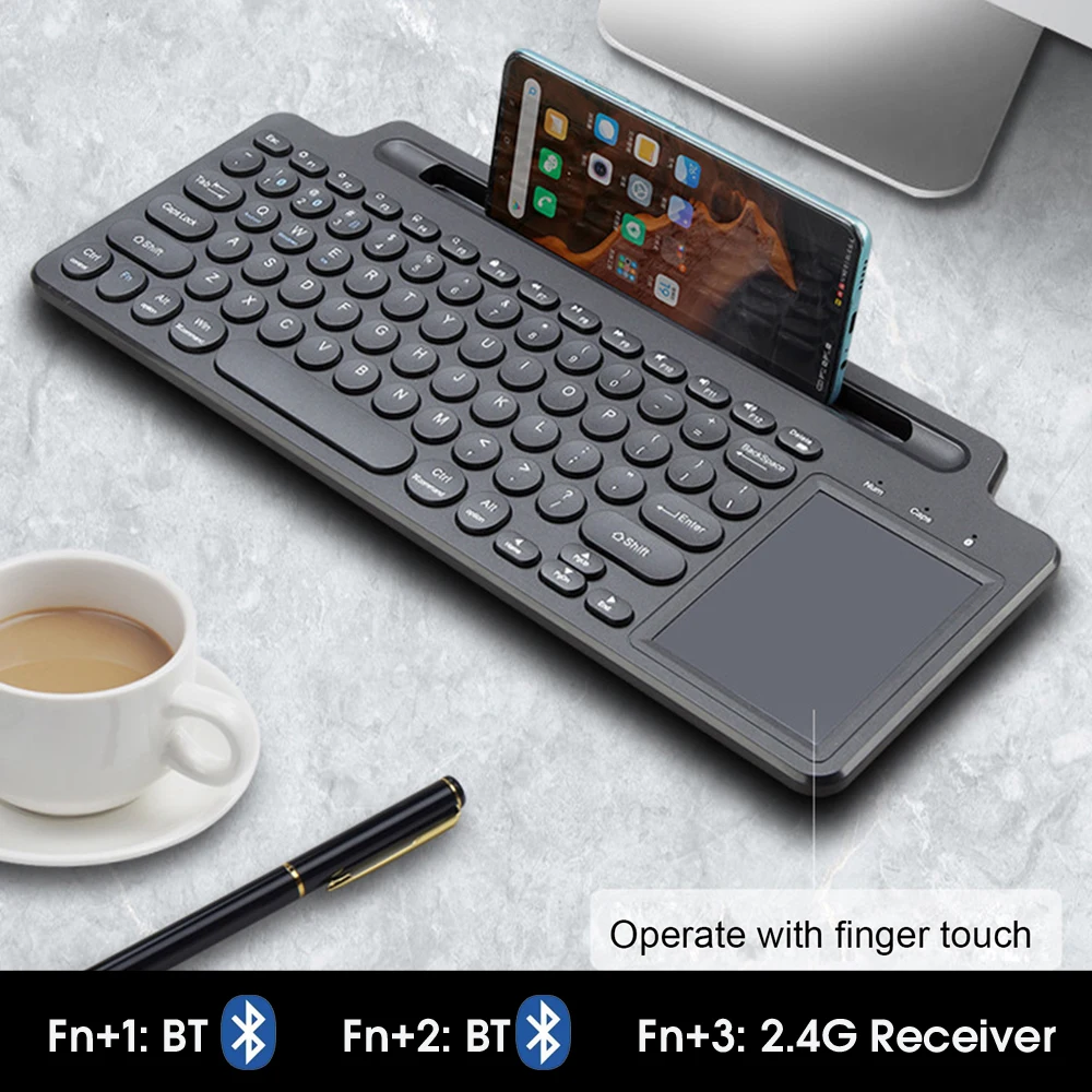 2.4G Wireless Bluetooth Keyboard with Number Touchpad Mouse Phone Card Slot Numeric Keypad for Android IOS Desktop Laptop PC - купить по