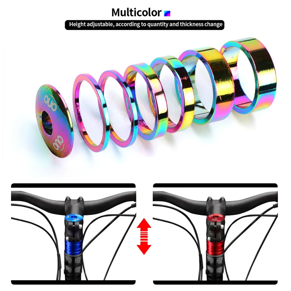 

28.6mm/1 1/8In MTB Bike Headset Ring Gasket Set Bicycle Cycling Front Fork Aluminum Alloy Headset Spacer Wtih Stem Top Cap Kit