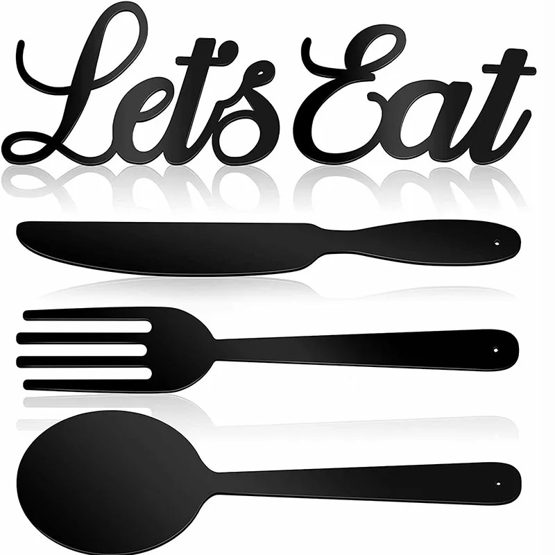 

Set of 5 Lets Eat Metal Sign Fork Spoon Knife Sign Rustic Cutout Eat Wall Decor Vintage Metal Plate Interior Wall Art