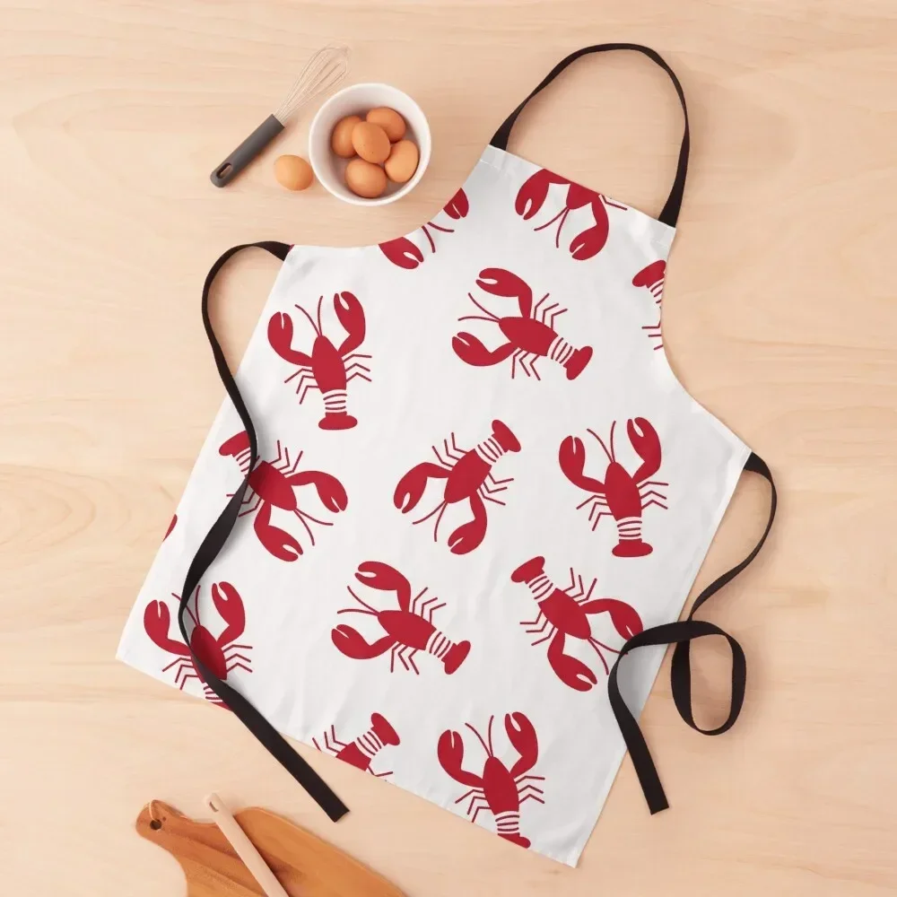 Красный фартук с бесшовным рисунком лобстеров кухонный для мужчин кухонные