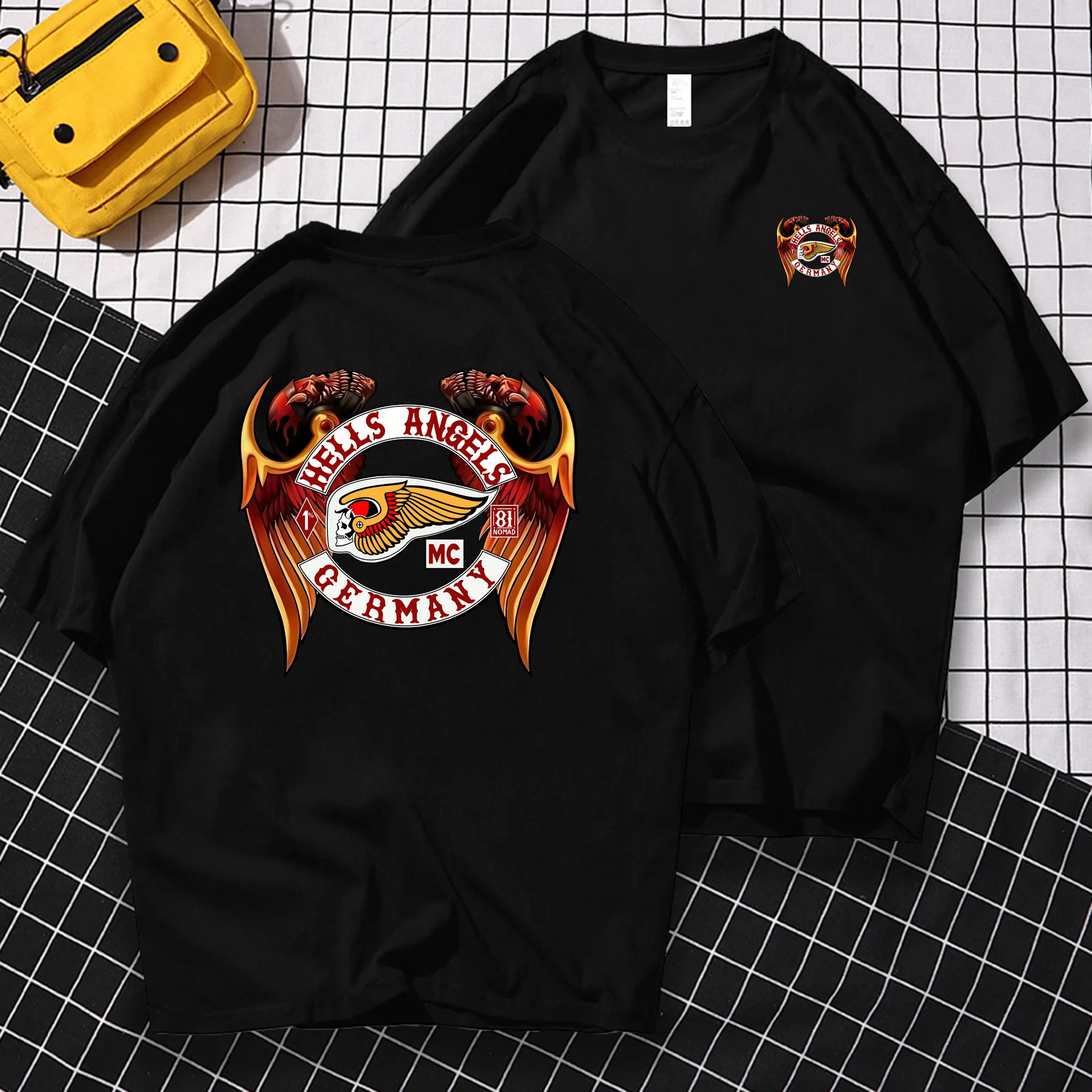 

Summer Pure Cotton Tees Male T Shirt Casual Oversized Hells Angels Germany Motorcycle Club Vintage T-shirt Men T-shirts S-3XL