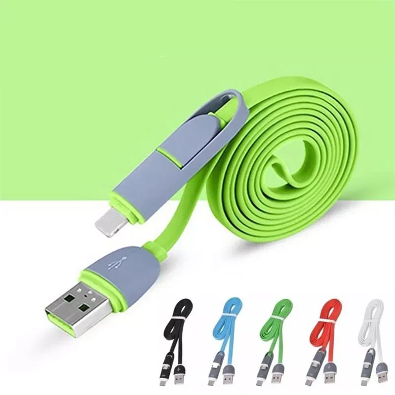 

2 In 1 Micro USB Type C Cable Fast Charger Data Sync Cord Line Speed Charging 1M For Samsung Huawei Android Smartphone