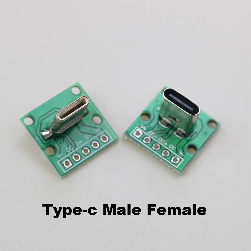 

1PCS Data Charging Cable Jack Test Board with Pin Header 90 Degree Micro Mini USB Type C 2Pin USB 3.0 2.0 Female Male connector
