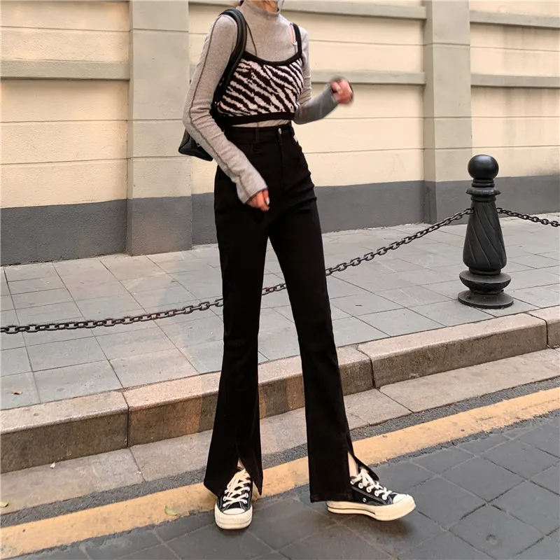 N0363   New fashion all-match high waist thin and thin fashion long pants jeans