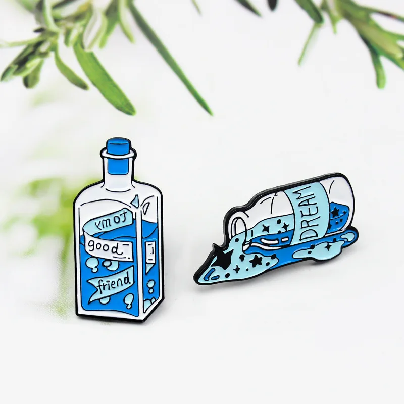 Творческий стильный карикатурный синий бутылочный пейзаж с каплей масла брошь-значок на джинсовой сумке для подарка мужчинам и женщинам, модное украшение ювелирных изделий.
