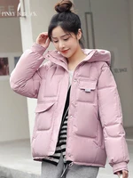 pinkyisblack new 2022 women short jacket winter thick hooded cotton padded coats female korean loose puffer parkas ladies jacket