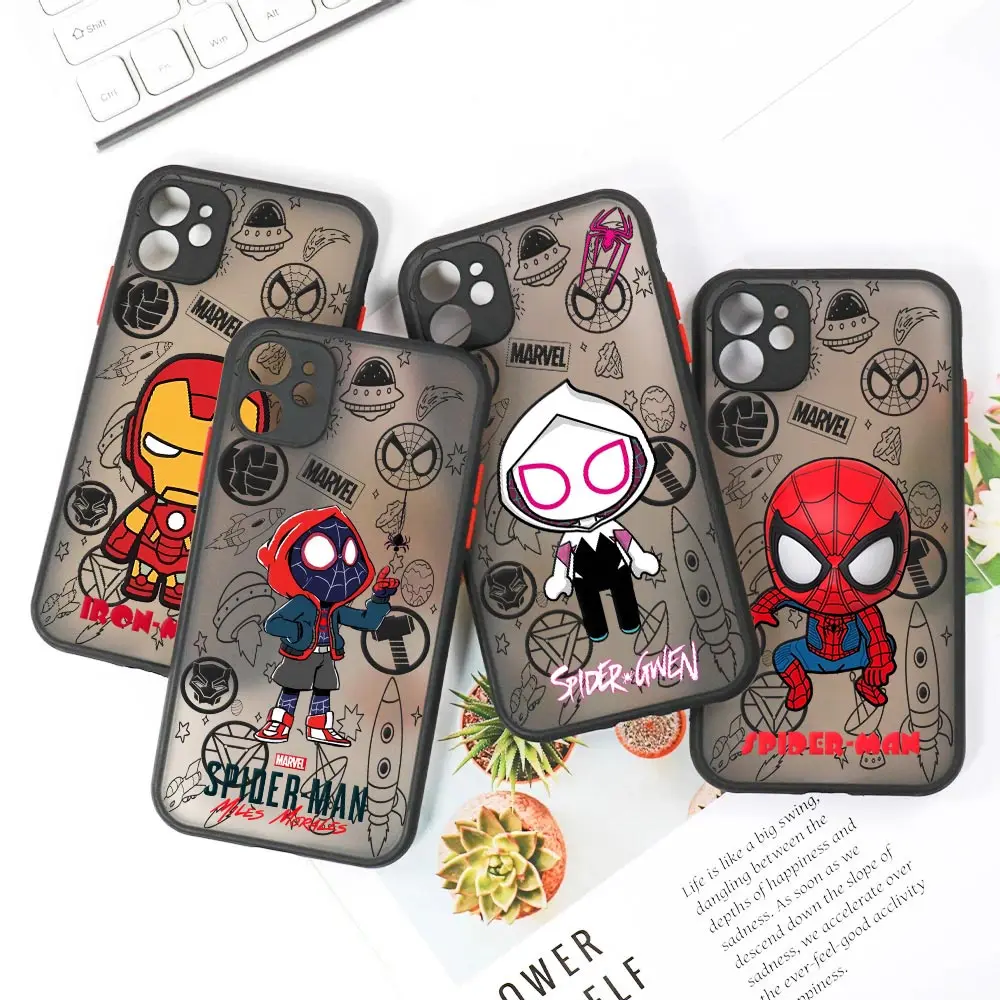 Фото Чехол SPIDERMAN Miles Morales для iPhone 17E 17 16 16E 15 14 13 12 11 Pro Max 17 Air 7 8 Plus X XS, защитный чехол Spider Gwen Marvel №2