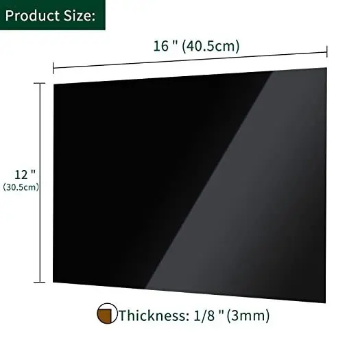

Glossy Black Acrylic Sheet Board Organic Glass Polymethyl Methacrylate 1mm 3mm 8mm Thickness 200*200mm