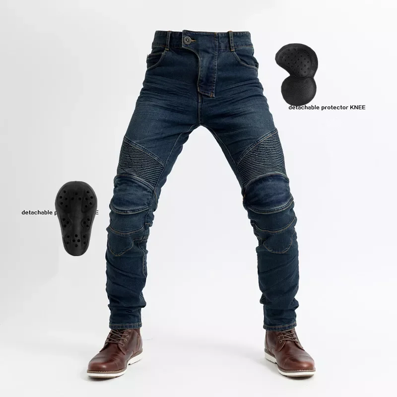 

New Motorcycle Slim Jeans Hockey Pants Retro Fashion Stretch Denim Racing Pants Men's Spring Summer Autumn