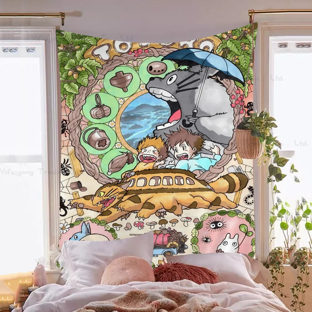 Хаяо Миядзаки мультфильм Тонири нет Тоторо красочный гобелен настенное