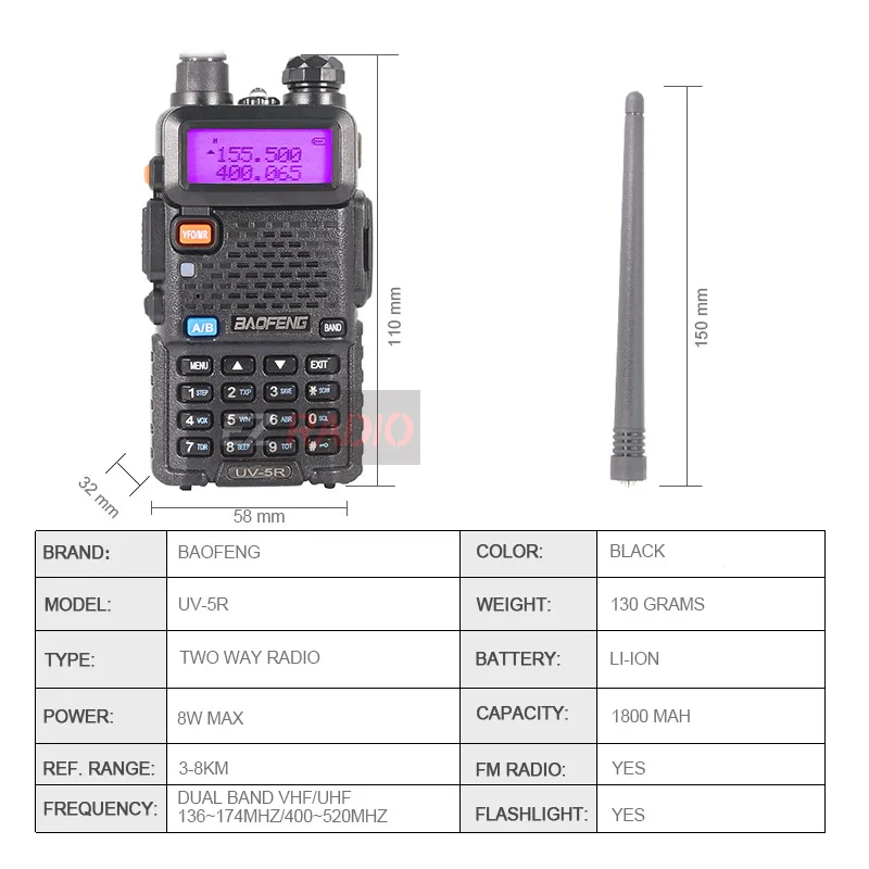 Рация Baofeng UV 5R 10 км CB радиоприемник приемопередатчик рация двусторонней связи 4 шт