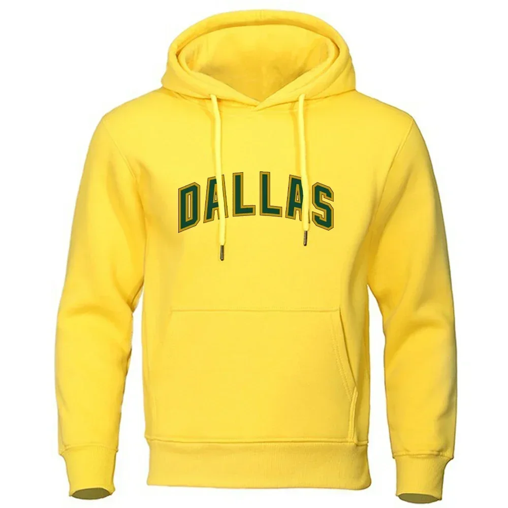 DALLAS Print Pullover Top Men's Loose Street Hoodies Spring Autumn Long Sleeve Sweatshirts Outdoor Sport Clothes