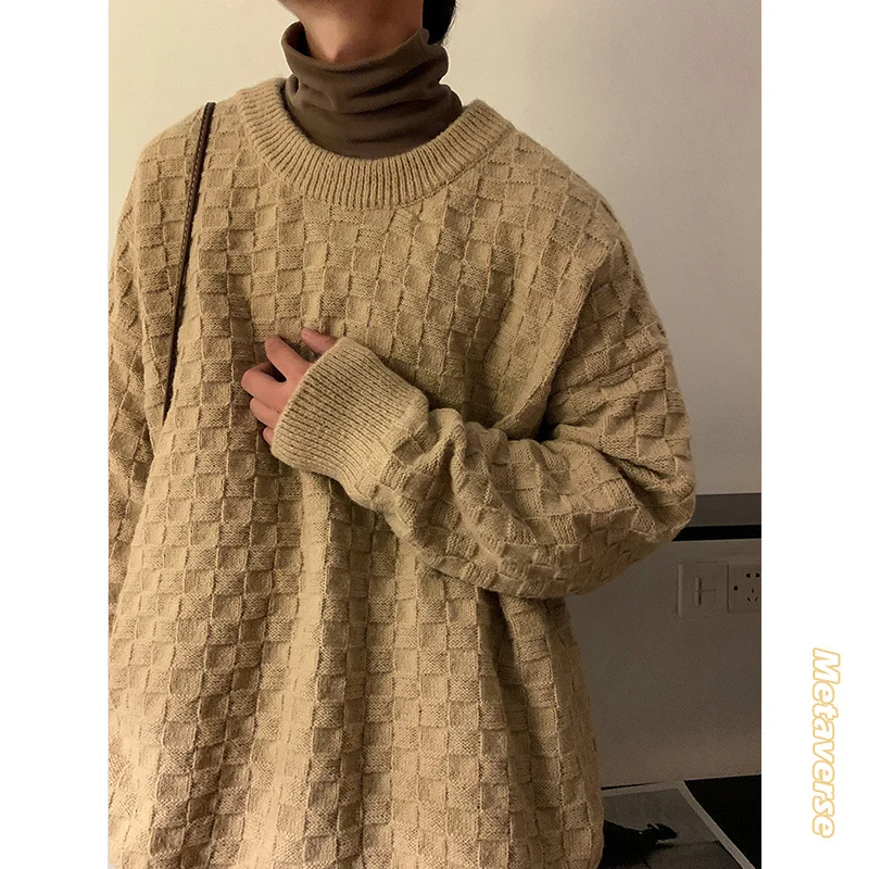 

Мужские зимние пальто с длинным рукавом 2022, теплые шерстяные свитера, одежда, уличная одежда, Свободный вязаный пуловер в стиле хип-хоп для мужчин, размеры