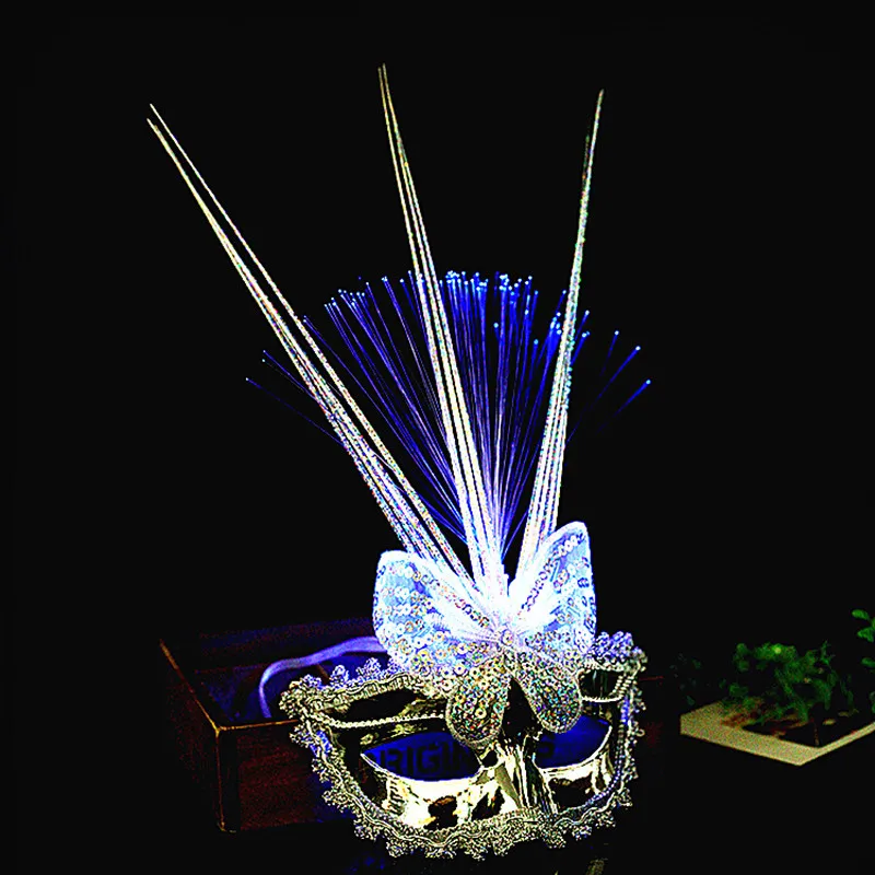 10pcs Womens Girl LED Glow Butterfly Mask Light Blinking Venetian Mard Gras Masquerade Masks Party Wedding images - 6