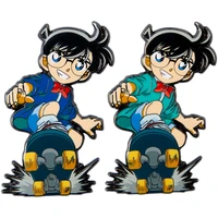 in stock anime figures conan edogawa jimmy kudo action figure model metal brooch badge fashion ornaments toys kids birthday gift