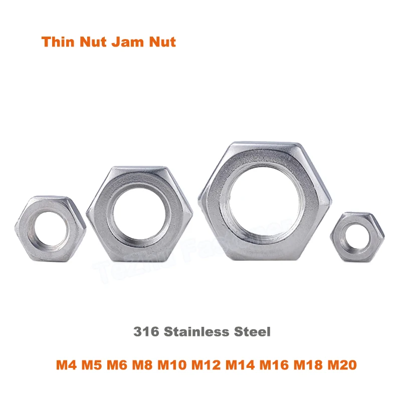 

1-20pcs DIN439 316 Stainless Steel Flat Hex Hexagon Thin Nut Jam Nut for M4 M5 M6 M8 M10 M12 M14 M16 M18 M20 Screw Bolt Fastener