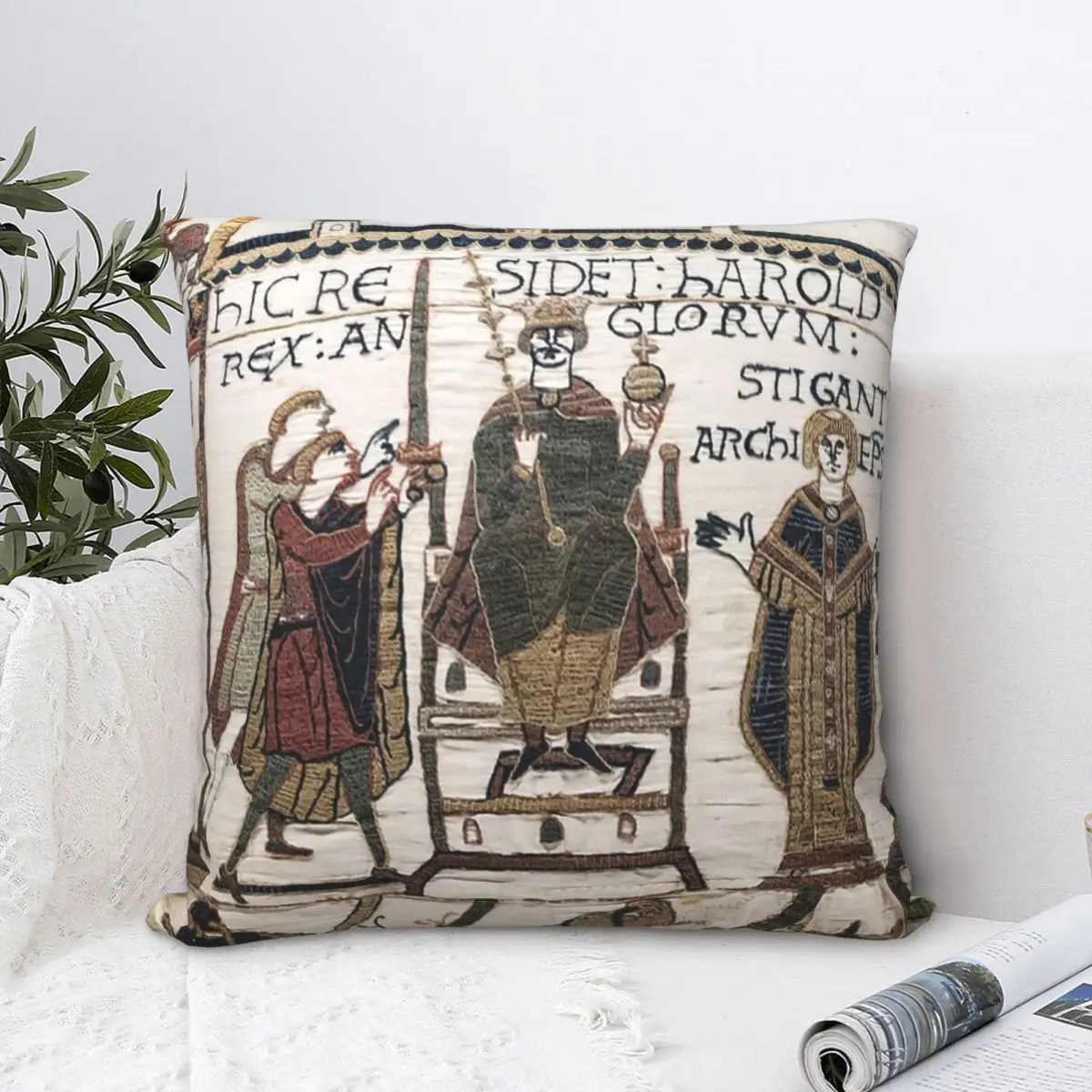 

Гобелен Байе. Коронация Гарольда. Квадратная наволочка для подушки, наволочка для домашней гостиной