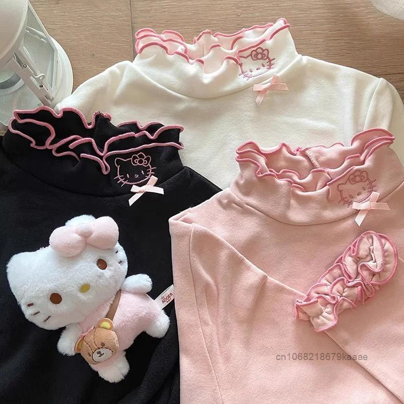 Женская зимняя Мягкая футболка с вышивкой и длинным рукавом