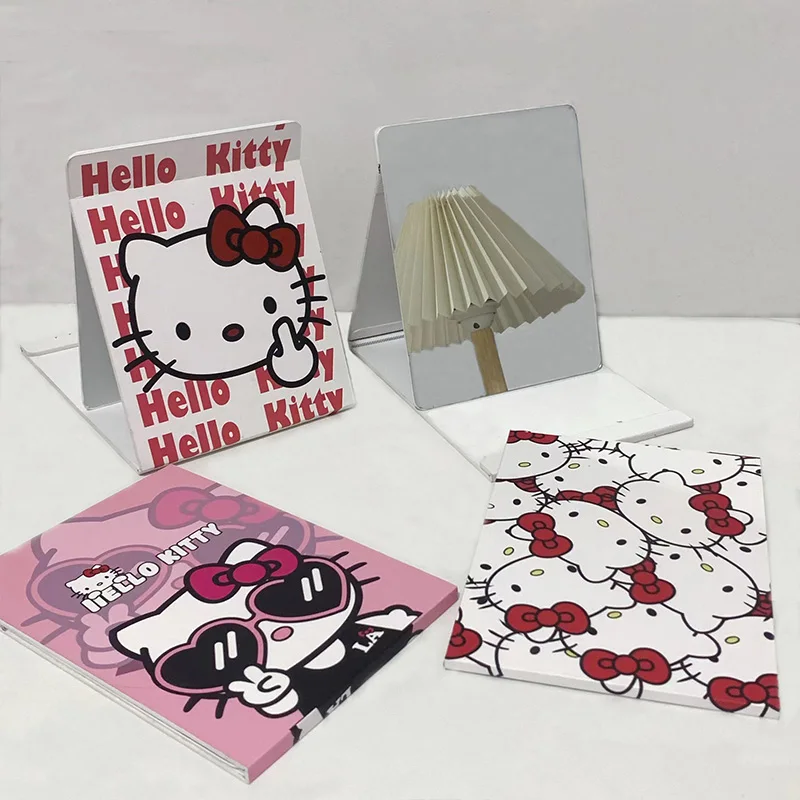 

Anime Hello Kitty Sanrioed Mirror Kawaii Girl Beauty Makeup Portable Fold Desktop Ornament Desk Type Student Cute Festival Gift
