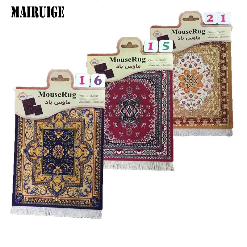 

Mairuige Persian Rug Mini Woven Mat Mousepad Carpet Pattern Cup Mouse Pad Fring Retro Style Home Office Table Decor Craft