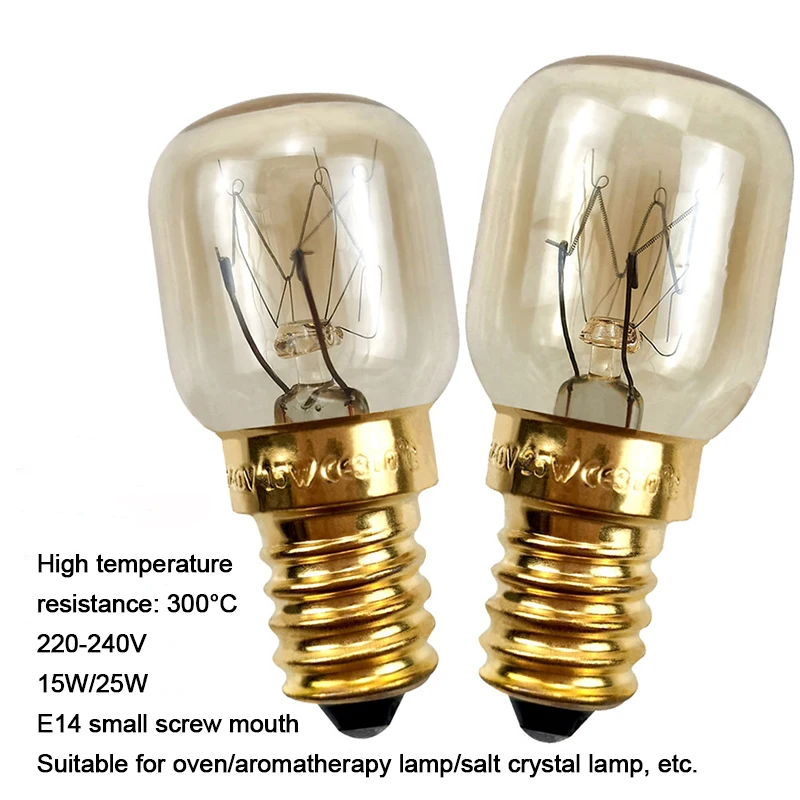 

15W/25W 300 Degree High Temperature Resistant Microwave Oven Toaster Bulbs E14 Steamer Cooker Lamp Light Bulb Salt Crystal Lamp