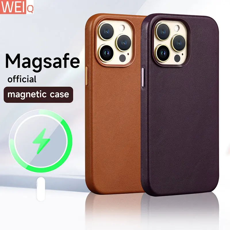 

Official Leather Case MagSafe for Apple iPhone 14 Pro Max 13 12 14pro Original Magnet Magnetic Wireless Charging i Phone Cover