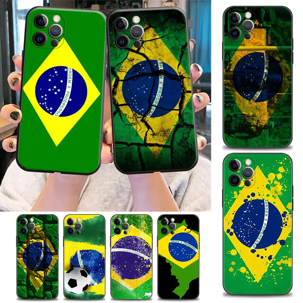 

Funda Coque Phone Case for iPhone Apple 11 12 13 14 Pro 7 8 SE X XR XS Max Mini Plus Case Capa Cover National Flag Of Brazil