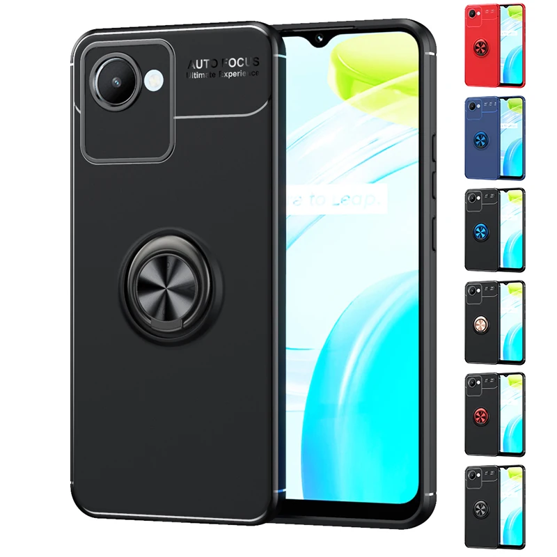 For Realme C30 Case Cover OPPO Realme C30 Capas New Shockproof Back Bumper Soft Ring Magnetic Holder For Cover Realme C30 Fundas