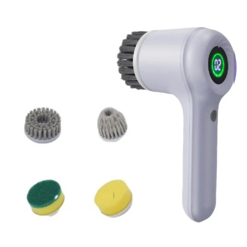 

Электрический скруббер Xiaomi, щетка для чистки светодиодного дисплея, водонепроницаемая, высокоскоростная ​ ​ Мощная щетка для чистки с 4 головками для кухни в ванной комнате