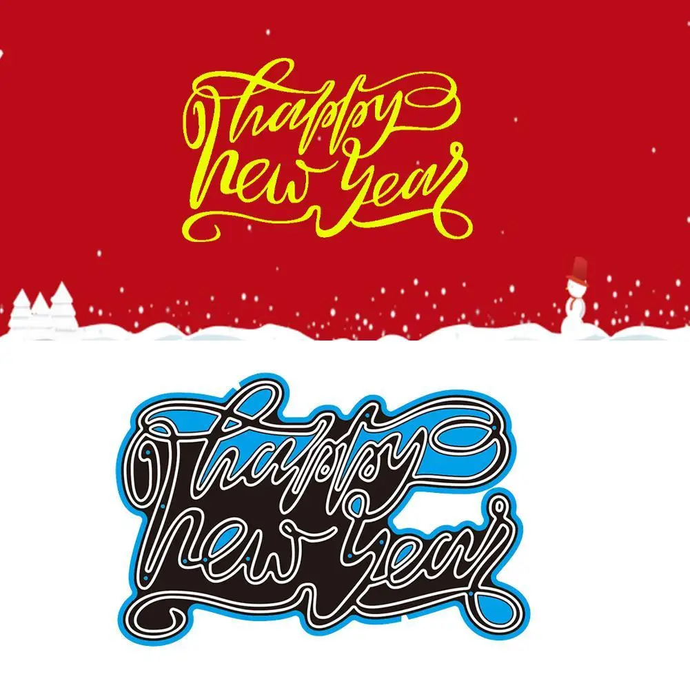 Надпись С Новым Годом металлическая высечка для изготовления открыток Декорации