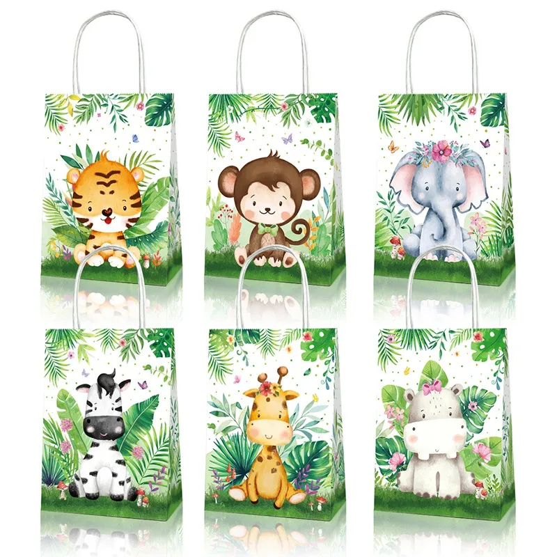 

Animals Paper Bag Cute Cartoon Candy Bags Jungle Birthday Party Decoration Kids Cookie Gift Box Baby Shower Packaging Bag