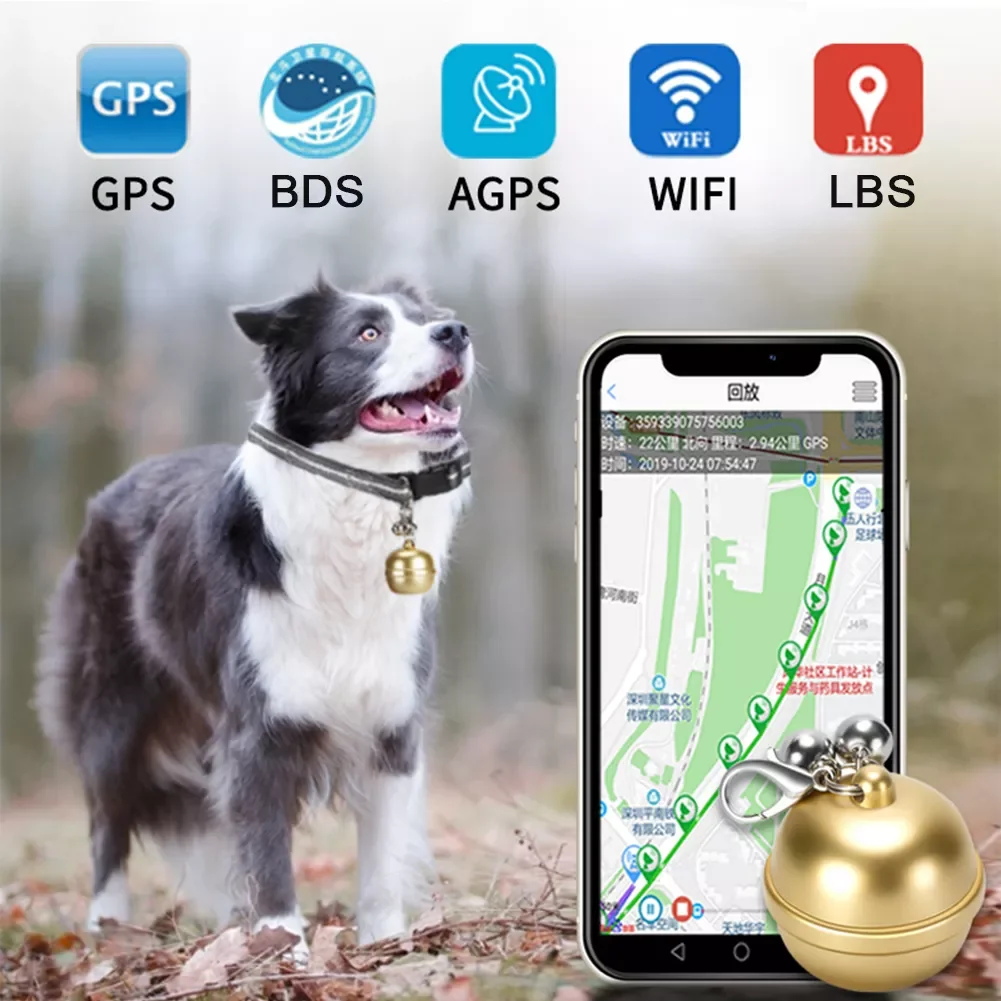 

Смарт-локатор для домашних животных, водонепроницаемый ошейник с GPS-трекером и мячом, с функцией защиты от потери, Wi-Fi, отслеживание в режиме ...