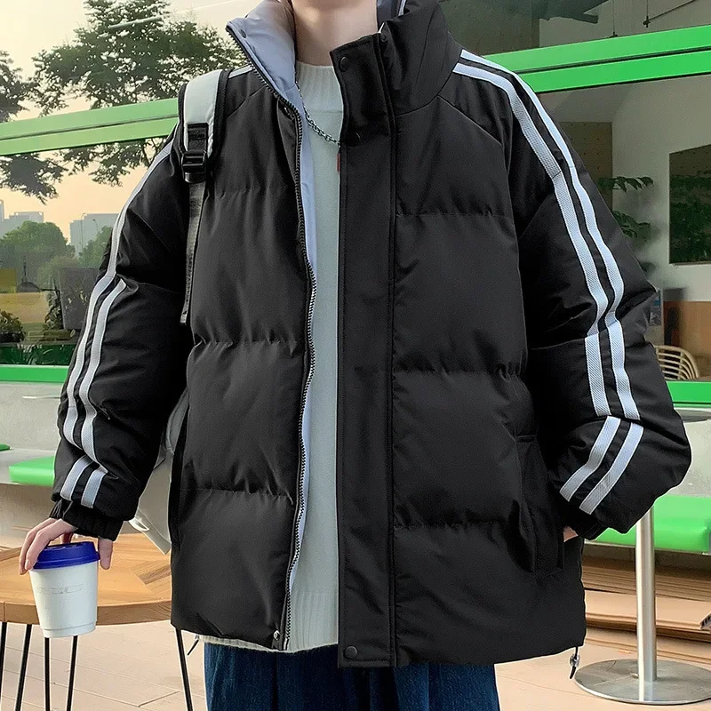 Мужское повседневное утолщенное теплое хлопковое пальто однотонная куртка с