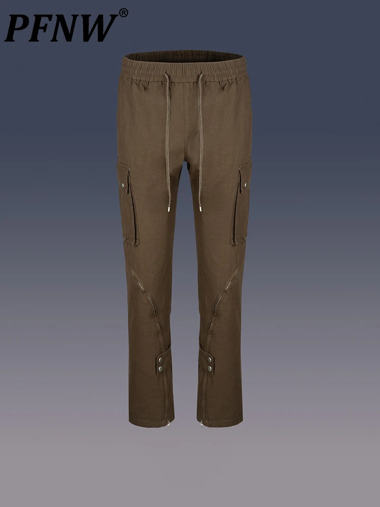 

PFNW Autumn New Products Safari Style Zipper Button Cargo Pants Niche Wide Legged Workwear Casual Chic Tide Overalls 12A5001