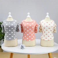 heart pattern warm hoodies winter puppy cat shirt dog clothes lace sleeve dog tshirt for small dog yorkshire pet bottoming shirt