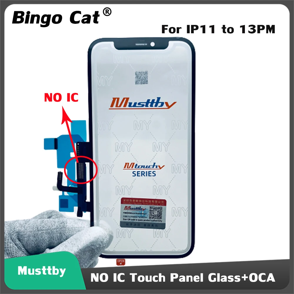 

10pcs Musttby OEM Without IC NoIC Glass With Touch Digitizer With OCA For iPhone 12 11 13 Pro 12pro Max TP Replacement Repair