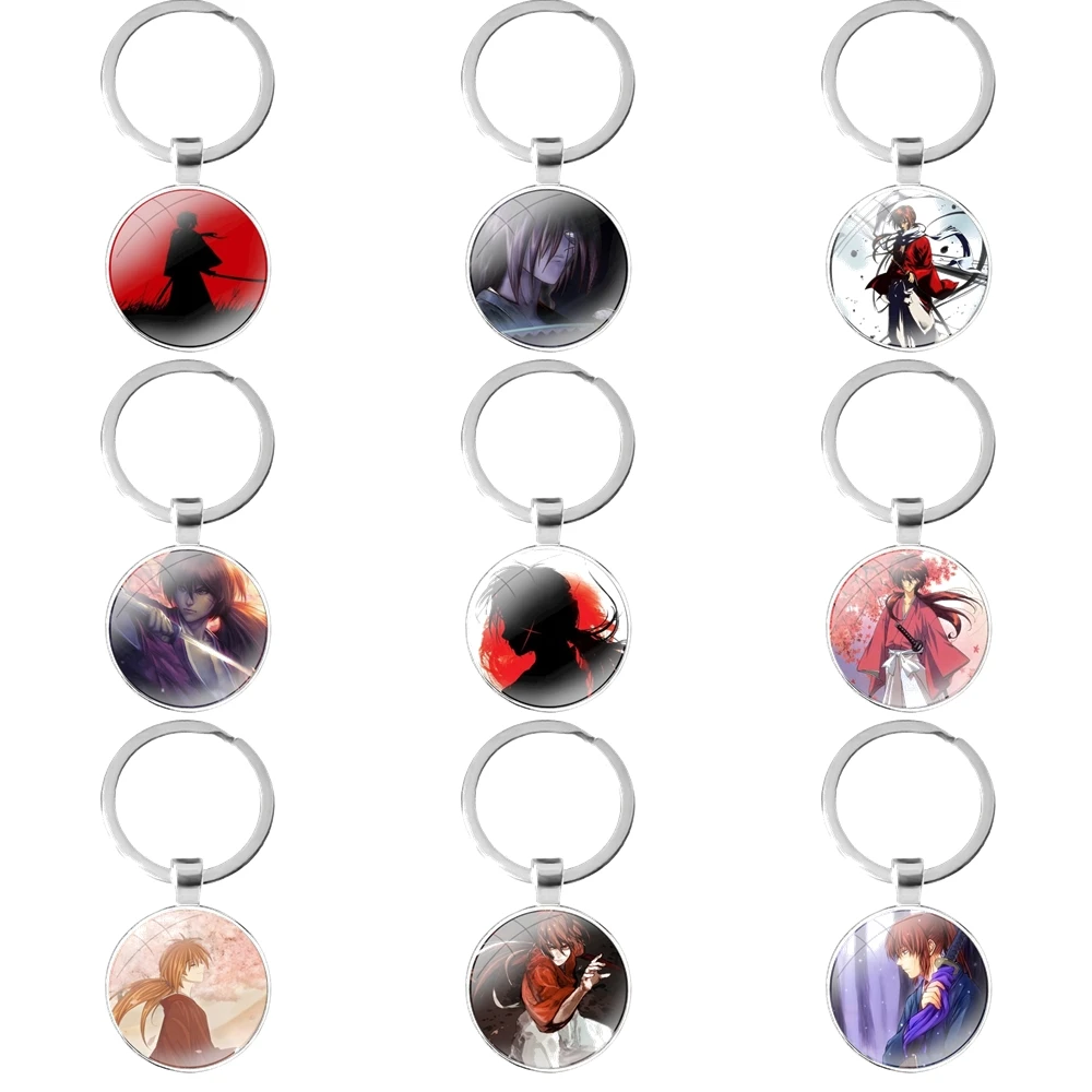 

Мультяшный дизайн, модный креативный стеклянный кабошон, брелок, сумка, автомобильный брелок, кольцо-держатель, брелки, подарки, Rurouni Kenshin