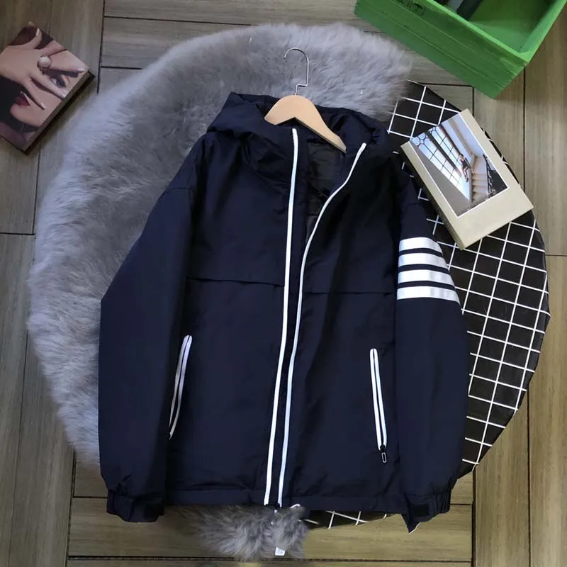 TB THOM Down Jacket For Men Luxury Brand White Striped High Quality Overcoat Smart Causal Female Puffer Jacket