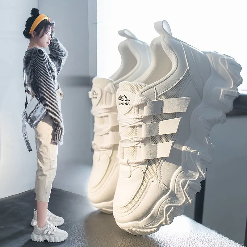 2023 spring and summer new thick soles increase casual versatile student sports shoes women's shoes