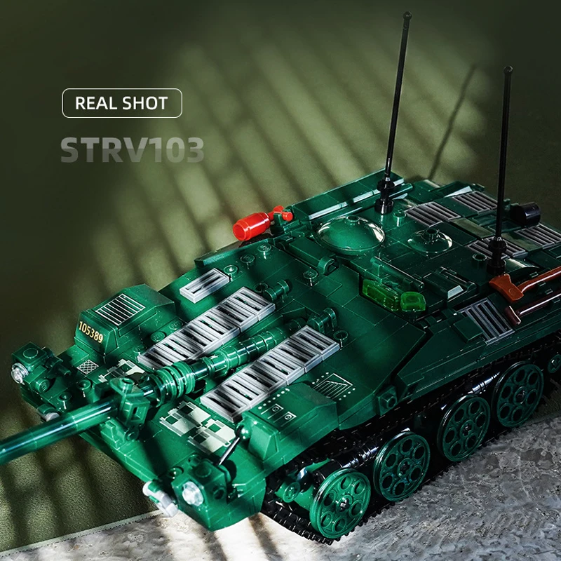 Вторая мировая война: Военный танк STRV-103, бронированное военное транспортное средство, строительные блоки Mould King Classic Moc, фигурки действий, детские игрушки для мальчиков, подарок.